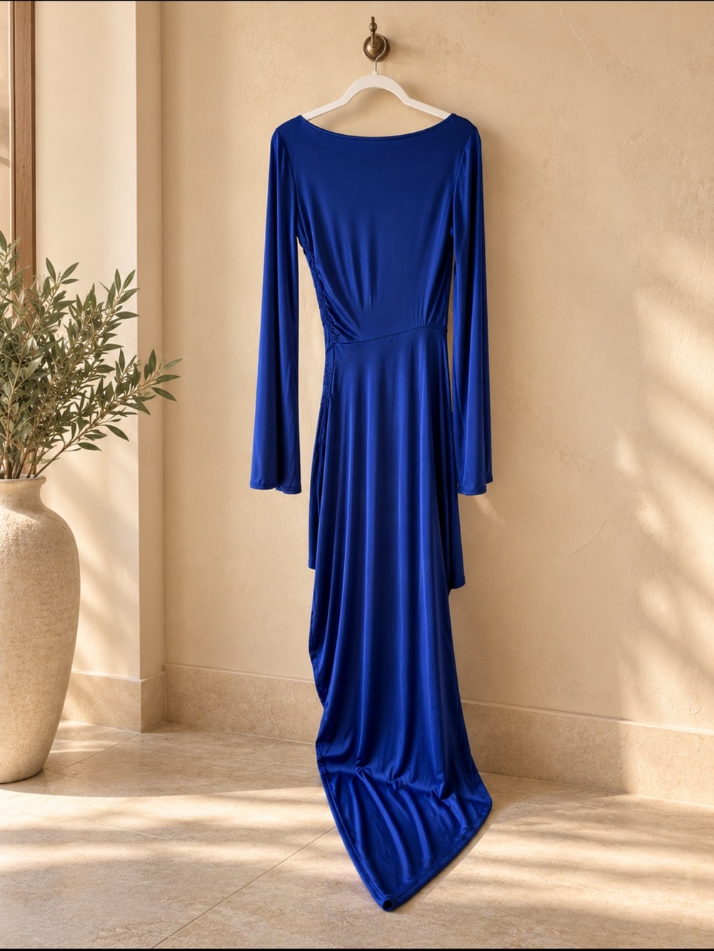 CAMILA COELHO BLUE SATIN DRESS SIZE S